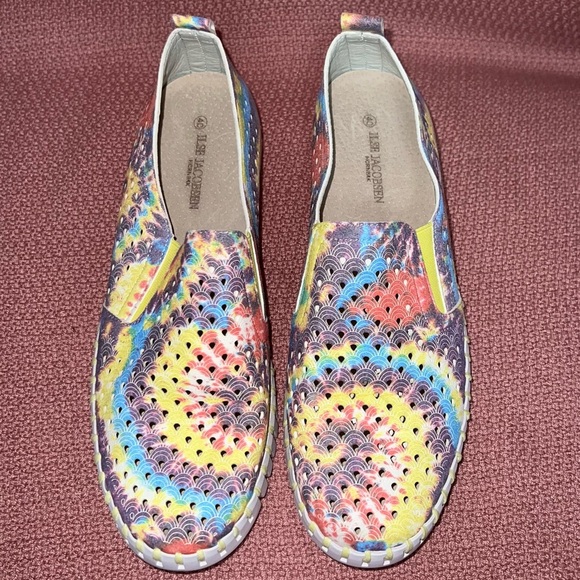 Ilse Jacobsen Tulip 140 Rainbow Tie Dye Double Gore Slip-On Sneaker Size 9 EU 40 - Picture 2 of 7